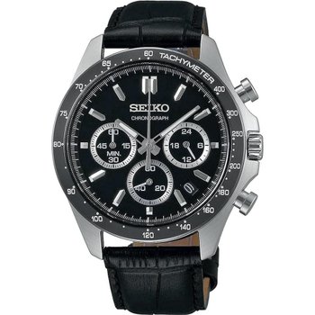 [해외] [세이코] SEIKO 15초 크로노그래프 쿼츠 CHRONOGRAPH QUARTZ 손목시계 맨즈 SBTR021 블랙 레더