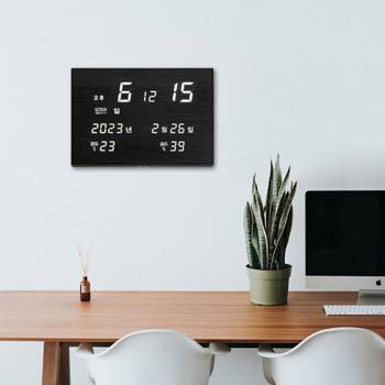 코트론 날짜 온도 습도 표시 GPS 오차없는 LED 벽시계 사무실 가정용 KMG-2680_우드