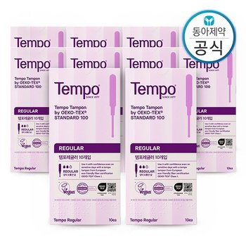템포 탐폰 체내형생리대 10매 10개 총100매 레귤러/슈퍼 中 1택