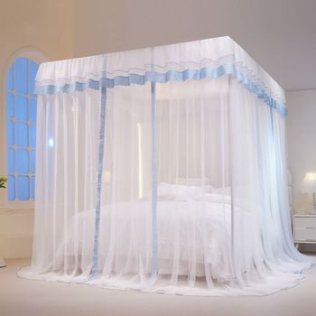 체크 O2G4K7E1 커튼형 침대기장 150cmx200cm 블루