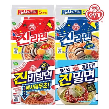 오뚜기 진라면매운맛(5봉)+진라면순한맛(5봉)+진비빔면(4봉)+진밀면(4봉)