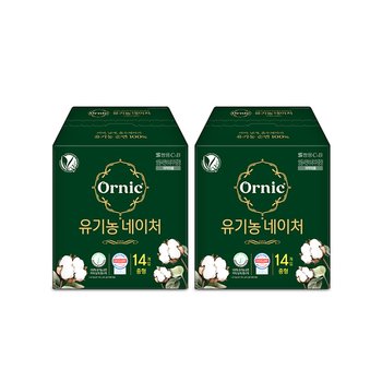 오닉 유기농 네이처 생리대 중형 14p 2팩