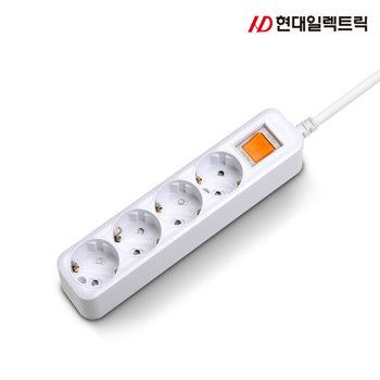 현대일렉트릭 HM16-43 메인 과부하차단 16A 4구 멀티탭 (3m)