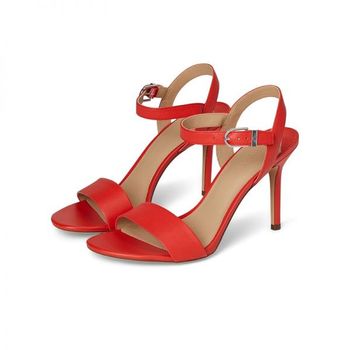 로렌 랄프로렌 우먼 Gwen 나파 레더 샌들 샌달 슬리퍼 - 브라이트 Vermilion 659862