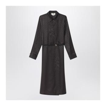 펜디 Brown FF jacquard silk dress FDD443AUQG/XL_ -F1T6H T