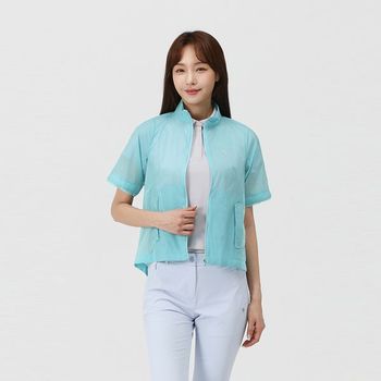 여성  배색 믹스 반팔 점퍼 6I41352_P419406375