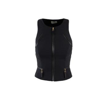 Elisabetta Franchi 지퍼 디테일 더블 레이어 크레이프 탑 TO03756E2 110 TP9452