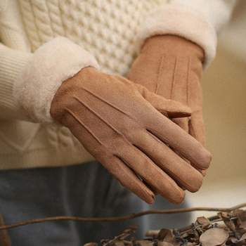 여성 CC12FP42 클래식 스마트폰터치 따듯한 스웨이드 겨울장갑