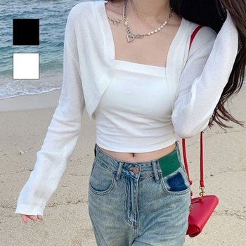 여리여리 러블리 뽐뿌 여성 크롭 볼레로 가디건 (HSJ-WF95785)