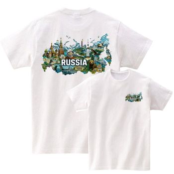 반팔티앞뒤 남녀공용 세계지도 Russia 리얼 아트 AI 이미지