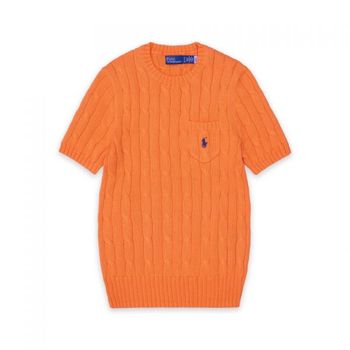 WMPOSWENC021548-800-26 POLO RALPH LAUREN 케이블 니트 코튼 숏 슬리브 스웨터-오렌지 4639014