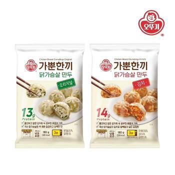 [오뚜기] 가뿐한끼 닭가슴살 만두 오리지널 180g x 1개+닭가슴살 만두 김치 180g (S50785113)