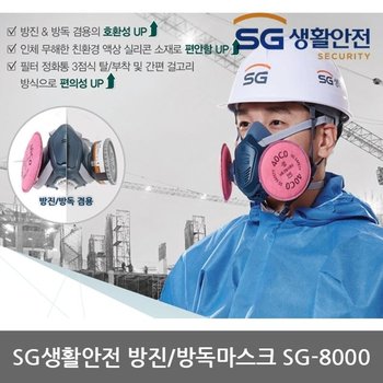 OP 삼공 방진/방독마스크 SG-8000 양구 직결식 반면형