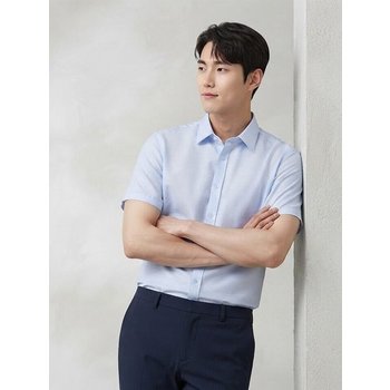 [오스틴리드][이지케어] 블루 소프트쿨 반팔 드레스 셔츠-A2XC2310099B
