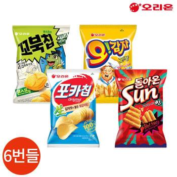오리온 스낵 4번들 6묶음 꼬북칩 오감자 포카칩 썬칩 (S12429203)