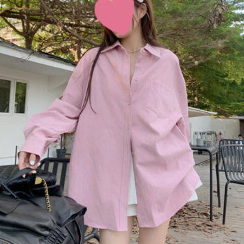 [잇백잇슈] 심플오버핏긴팔셔츠 핑크 봄가을 산뜻한 (15406004)
