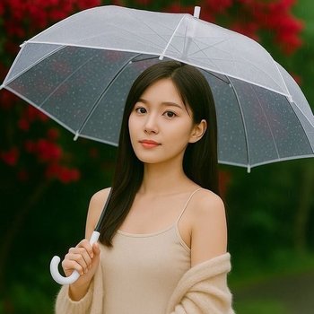 예쁜 투명 자동 튼튼한 캐주얼 여행룩 사계절 무드있는 투명우산 싸구려우산 캐주얼
