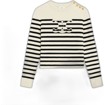 [해외] [해외배송] 셀린느 스트라이프 트리옹프 패치 크루넥 스웨터 RY0CC592S 60EB ECRU BLACK