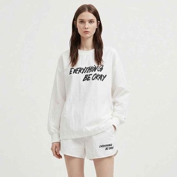 [샵앤] 여성 라운드 에브리 나염 맨투맨 반바지 셋업 세트 SHA-WSET-21168-아이보리