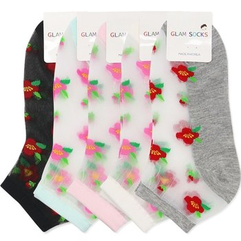 여성 모노 패션 양말 망사 단목 미플 5켤레 (WF1E256)