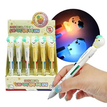 (모닝글로리)2500 LED 키덕 햄덕 4색볼펜 24자루(1갑)