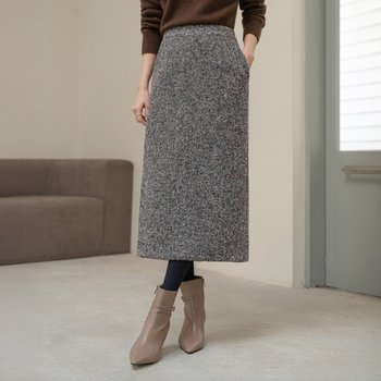 므네르 뒤밴딩 울 부클 롱 스커트