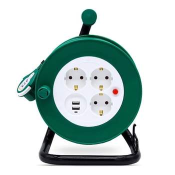 JmdS 러그박스 노출형 손잡이 멀티탭 릴선 3구 USB 2포트 15M 1.5SQ (그린)