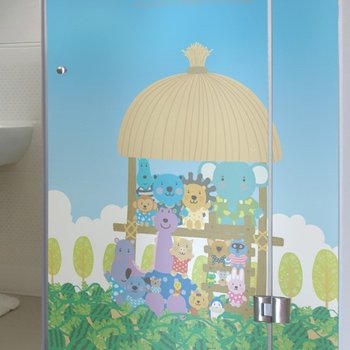 무점착반투명시트_MSC-321_동물친구들_친구들과 원두막에서(B02_W180xH120cm) (2946426)