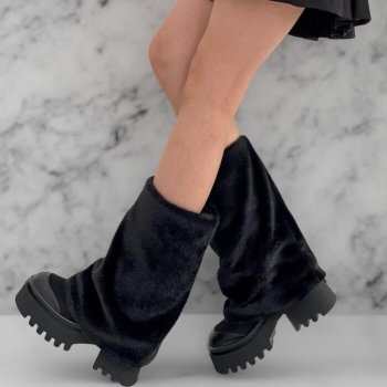 옷자락 / 여성 겨울 털 레그워머 높이 증가 플랫폼 미들 부츠