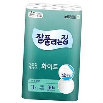 비데 겸용 화장지 3겹 롤휴지 부드러운 도톰한 무형광 30롤 가정용