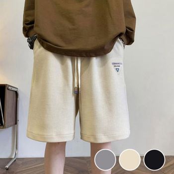 편안한 OIOT3128 루즈핏 와플 패턴 포인트 트레이닝 반바지 5부 팬츠