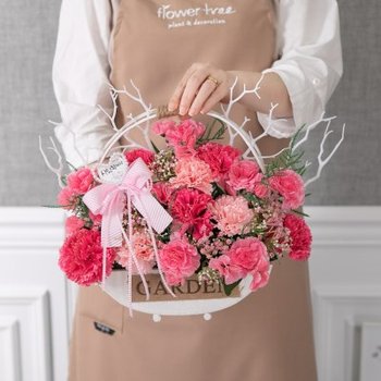 카네이션 조화 바구니 샤를모던Eset 32cm 꽃 어버이날