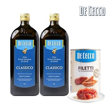[보라티알] 데체코 엑스트라버진 올리브오일 1L x 2병 + 데체코 슬라이스 토마토 400g x 1개