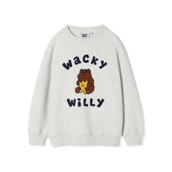 와키윌리키즈긴팔티 CQK WA2503CR81LG 키즈 키키앤베어 그래픽 맨투맨 라이트 그레이