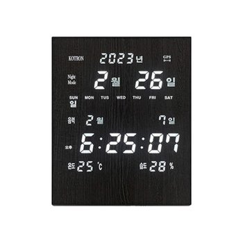 코트론 GPS 오차없는 LED 벽시계 사무실 가정용 날짜 온도 습도 표시 KMG-3000_우드
