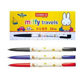 동아 492LQL05 미피 노크식 유성 볼펜 0.5mm (24개입)