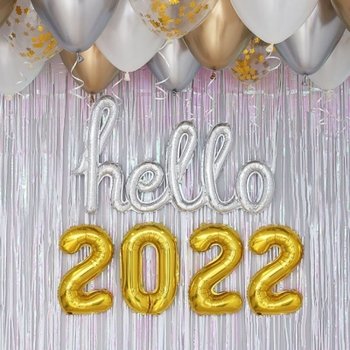 자체제작 필기체 hello 2022 신년파티 장식세트 실버톤