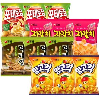 망고킥3봉+먹태깡3봉+포테토칩3봉+자갈치3봉
