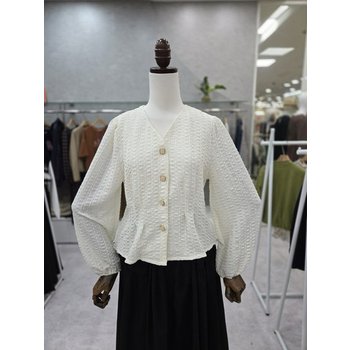 [스테파니] 블록 브이넥 블라우스 A24SH4319