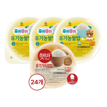 CJ제일제당 햇반 윤기가득쌀밥 210g x24개 + [임박]푸키루키 유기농쌀밥 130g x3개[소비기한 : 2