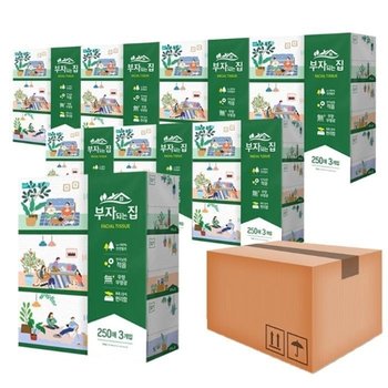 [모나리자] 모나리자 부자되는집 미용티슈 각티슈 250매 3입x8팩(1박스)