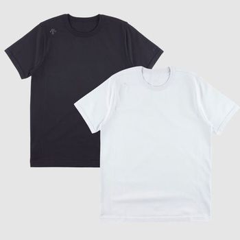 남성 슬림핏 듀얼리스 라운드넥 니트 반팔 티셔츠 SQ121DTS31_P420016054