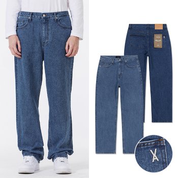 [유재석, 정혁, 투어스 도훈 착용]시그니처 스터드 레귤러핏 데님 팬츠 (2 colors)