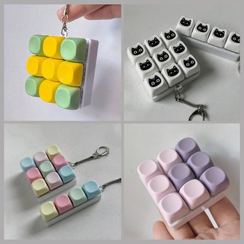 신상 고양이 파스텔 컬러 피젯 키보드 버튼 키캡 키링 감압 팝잇 톡톡 꾹꾹이 블럭 피젯토이