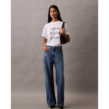 [해외] Calvin Klein 캘빈 클라인 진스 스페이스드 로고 그래픽 릴랙스 티셔츠 - 화이트 7675367