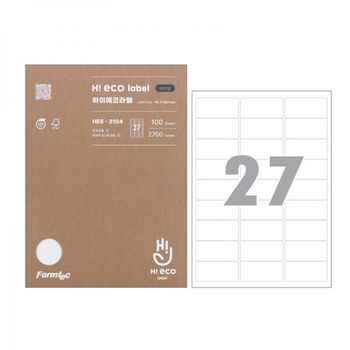 폼텍 LB80FC81 하이에코 바코드용 라벨 27칸 3104 62.7x30.1mm 100매