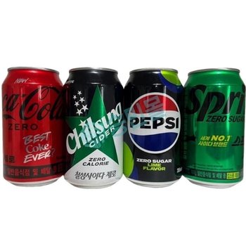 뚱캔 제로 코카콜라 칠성사이다 펩시 스프라이트 355ml x 각 3개씩 총 12캔