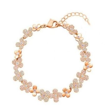 여성스러운 큐빅꽃 메탈 체인 팔찌 큐빅팔찌 여성팔찌 꽃술팔찌 팔찌선물 여친선물