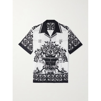 돌체앤가바나 White Mallorca Camp Collar Printed Cotton Poplin Shirt TP57141621
