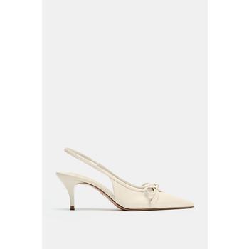 [해외] 자라 리본 스틸레토 힐 슬랭백 슈즈 / 2216/610/001 WHITE